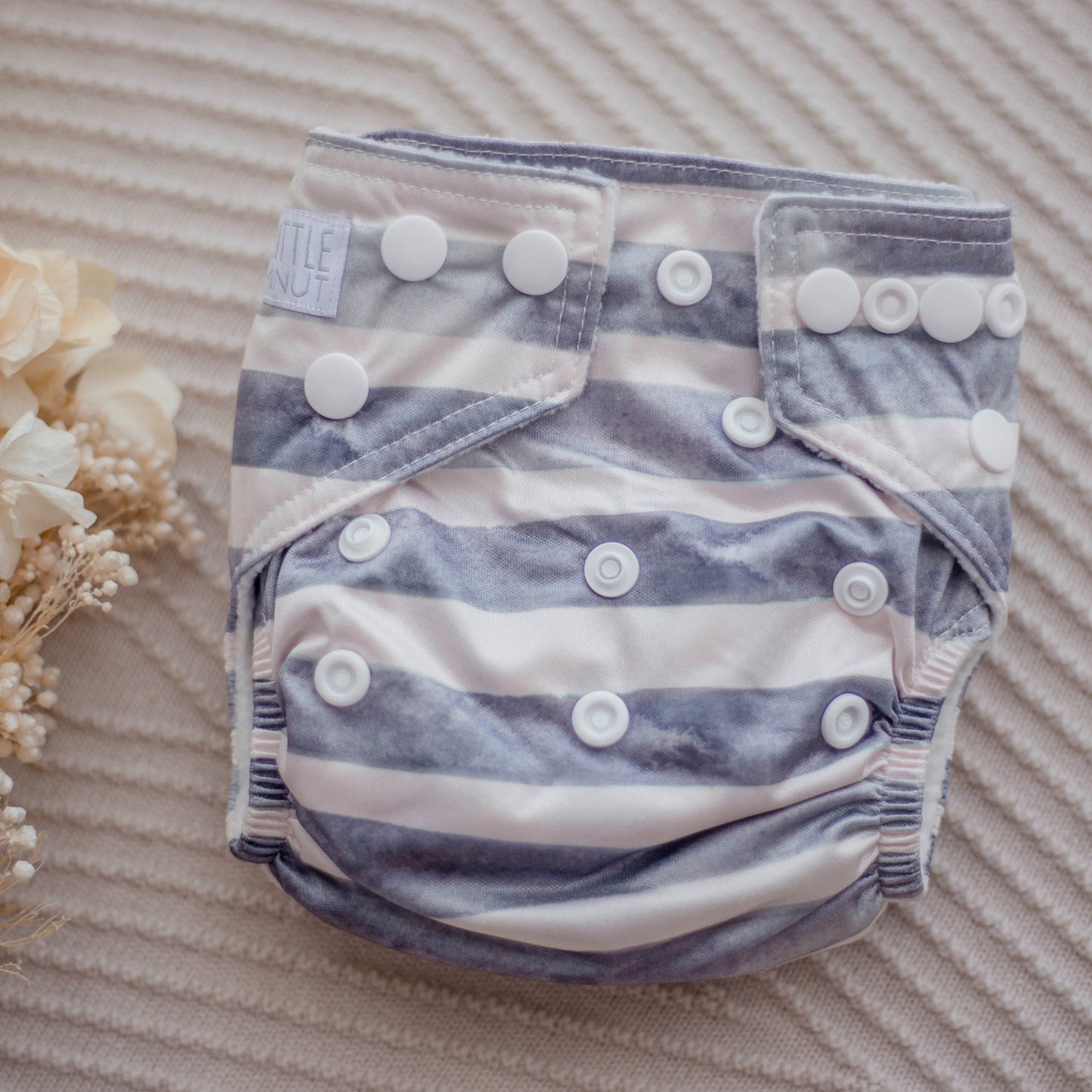 Newborn Cloth Nappy - Slate Stripe